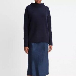 Vince Plush Cashmere Funnel-Neck Sweater in Coastal Blue - XL